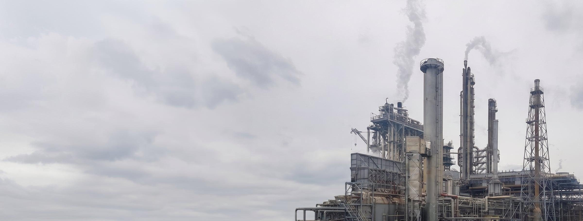 Refinery towers and stacks at a chemical production plant
